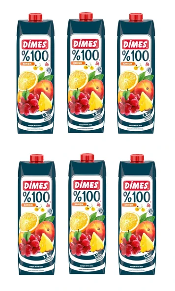 Dimes %100 Karışık Meyve Suyu 1 Lt X 6 Adet ürün görseli 1