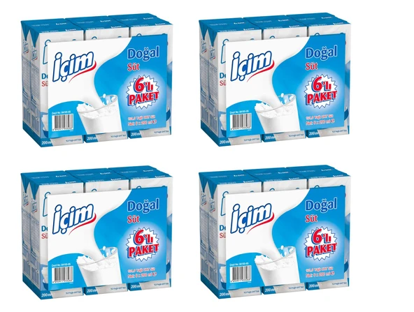 İçim Sade Yağlı Süt 200 Ml X 24 Adet ürün görseli 1
