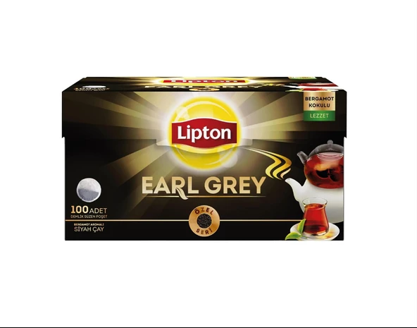 Lipton Earl Grey Demlik Süzen Poşet Bergamot Aramolı Siyah Çay 100'Lü Paket ürün görseli 1