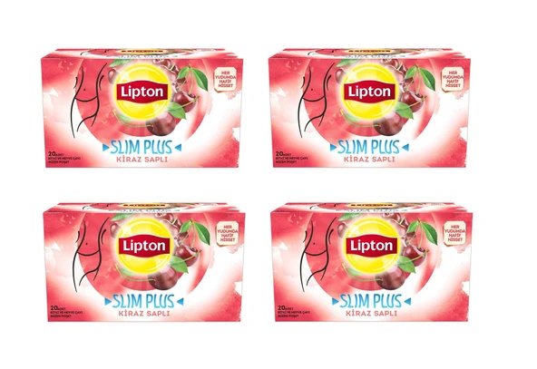 Lipton Slim Plus Kiraz Saplı Bardak Süzen Poşet Bitki Çayı 20'Li Paket X 4 Adet ürün görseli 1