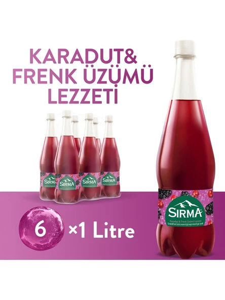 Sırma B Vitaminli Karadut & Frenk Üzümü Aromalı Doğal Maden Suyu 1 Lt X 6 Adet ürün görseli 1