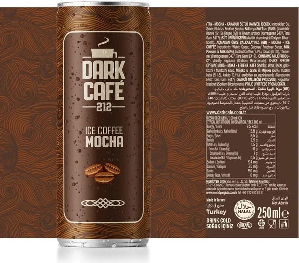 PTTAVM: Dark Café 212 Soğuk Kahve Mocha 250 Ml X 12 Adet