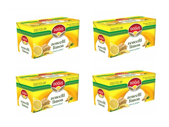 Doğuş Zencefil Limon Bitki Çayı 20'Li Bardak Poşet X 4 Adet ürün görseli 1