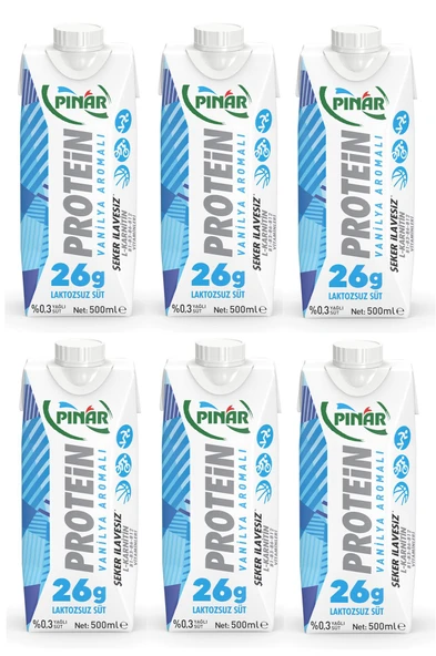 Pınar Protein Vanilya Aromalı Laktozsuz Süt 500 Ml X 6 Adet ürün görseli 1