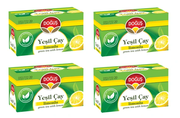 Doğuş Yeşil Çay Limonlu 20'Li Bardak Poşet X 4 Adet ürün görseli 1