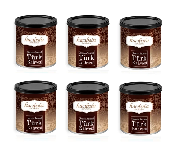 Hacıbaba Çikolata Aromalı Türk Kahvesi Teneke Kutu 100 Gr X 6 Adet ürün görseli 1