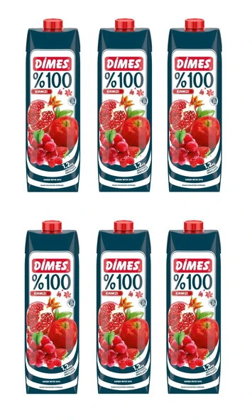 Dimes %100 Kırmızı Karışık Meyve Suyu 1 Lt X 6 Adet ürün görseli 1