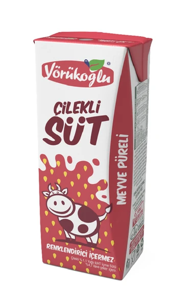 Yörükoğlu Çilekli Süt 180 Ml X 24 Adet - Resim 2