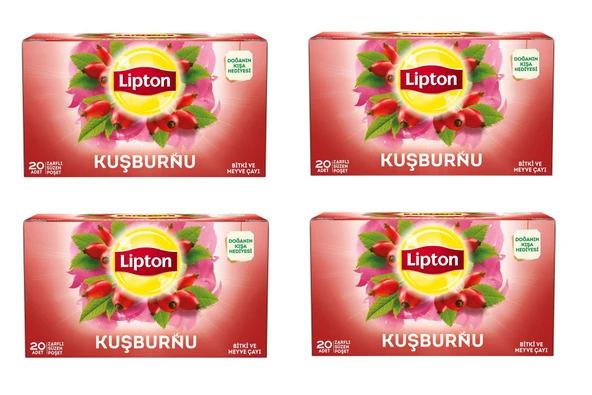 Lipton Kuşburnu Bardak Süzen Poşet Bitki Çayı 20'Li Paket X 4 Adet ürün görseli 1