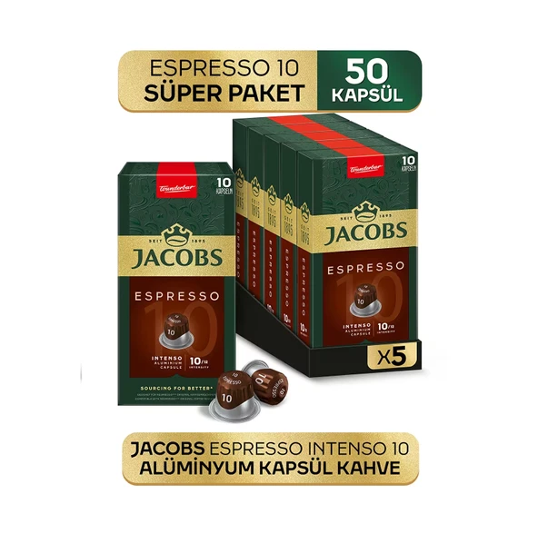 Jacobs Espresso 10 Intenso Nespresso Uyumlu Kapsül Kahve 10 Kapsül X 5 Adet ürün görseli 1