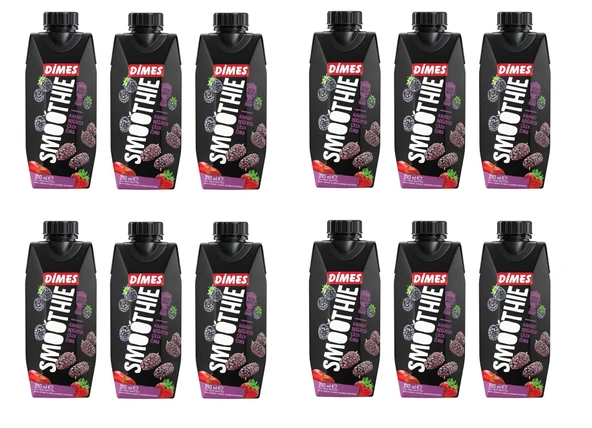 Dimes Smoothie Karadut Böğürtlen Çilek Elma 310 Ml X 12 Adet ürün görseli 1