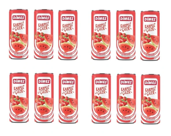 Dimes Karpuz Çilek Aromalı İçecek 250 Ml X 12 Adet ürün görseli 1
