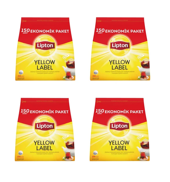 Lipton Yellow Label Demlik Poşet Çay 150'Li Paket X 4 Adet ürün görseli 1