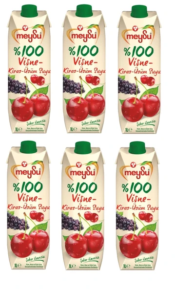 Meysu %100 Vişne Kiraz Üzüm Suyu 1 Lt X 6 Adet ürün görseli 1