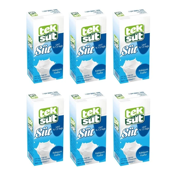 Teksüt Yarım Yağlı Süt 1 Lt X 6 Adet ürün görseli 1