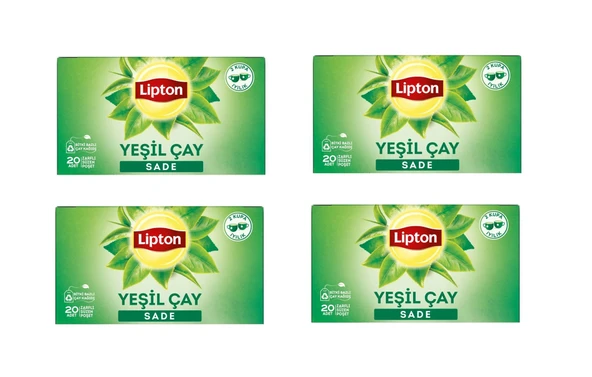 Lipton Sade Bardak Süzen Poşet Yeşil Çay 20'Li Paket X 4 Adet ürün görseli 1