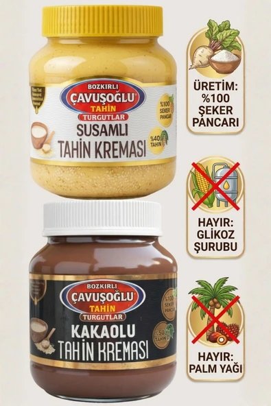 Susamlı Tahin Kreması 330g + Kakaolu Tahin Kreması 330g ürün görseli 1