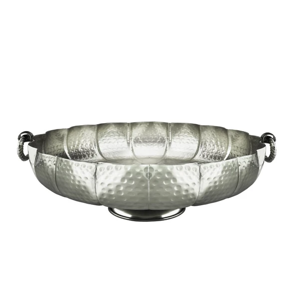 METAL GÜMÜŞ MASAÜSTÜ ÇANAK DEKOR -A 21.5x49 CM AK.IR0096 ürün görseli 1