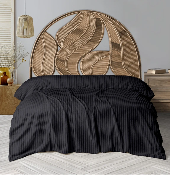 Dolce Bonita Home Wellsoft Fitilli Battaniye 200x220 Antrasit - Uyku Bandı Hediyeli ürün görseli 1