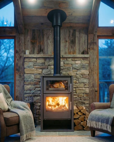 Goldfire Linea 11,5kW Odunluk ve Fırınlı Çelik Soba Şömine ürün görseli 1