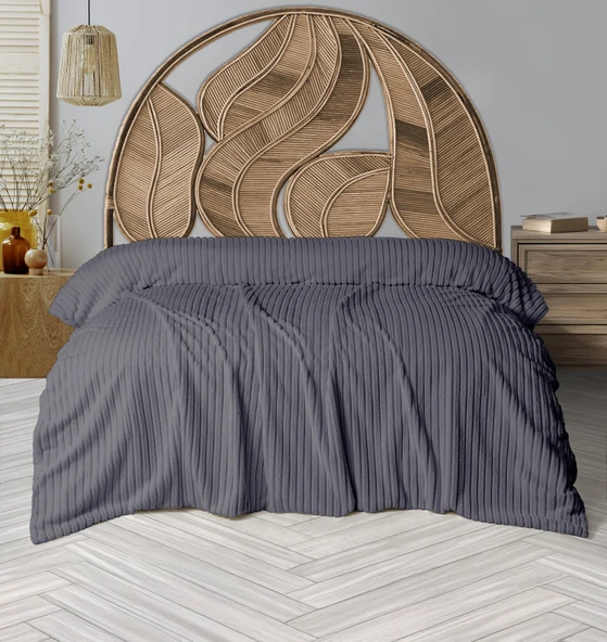 Dolce Bonita Home Wellsoft Fitilli Battaniye 200X220 Gri - Uyku Bandı Hediyeli ürün görseli 1