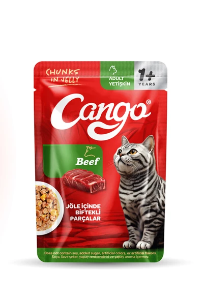 Cango Yaş Yetişkin Kedi Maması Etli Biftekli 80 GR ürün görseli 1
