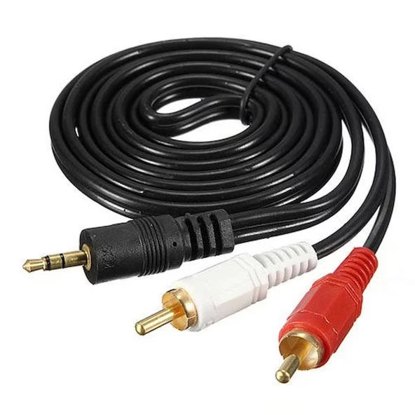 3.5 mm stereo erkek to 2x rca erkek audio ses kablosu 1.5m ürün görseli 1