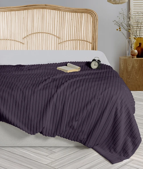 Dolce Bonita Home Wellsoft Fitilli Battaniye 150x220 Kül Moru - Uyku Bandı Hediyeli ürün görseli 1