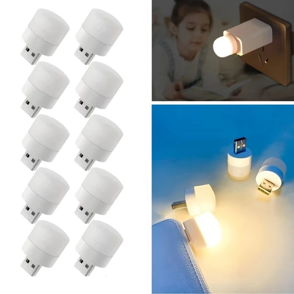 USB Mini Top LED 10’lu Aydınlatma Seti  Sıcak Renkli Gece Lambası Enerji Tasarruflu Mikro LED Işıklar ürün görseli 1
