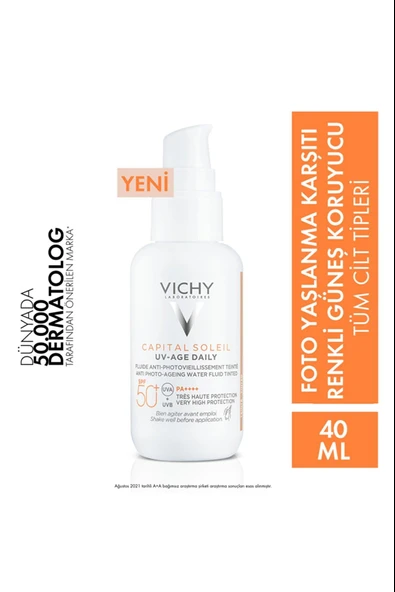 Vichy Capital Soleil Uv Age Daily Foto Yaşlanma Karşıtı Renkli Spf50+ Güneş Koruyucu Krem ürün görseli 1