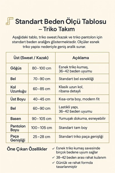 NEWCO Çoban detaylı Kadın Ekru İkili Triko Takım - Resim 7