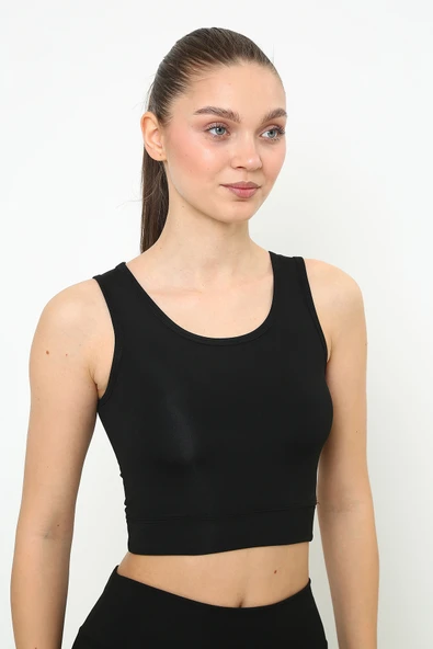 NEWCO Askılı Body Crop Top Üst - Siyah ürün görseli 1
