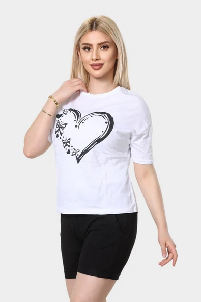 NEWCO yumşak dokulu baskılı tişört ve şort cepli takım ürün görseli 1