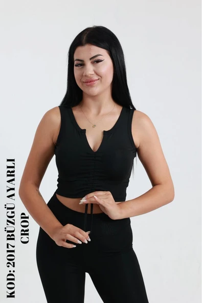 NEWCO Askılı Body Crop büzgülü ayarlı atlet crop ürün görseli 1