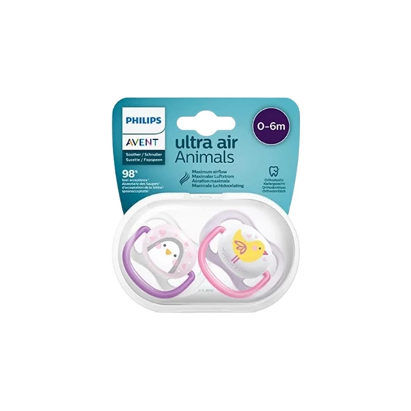 Philips Avent Ultra Air Animals 2'li Kız Emzik 0-6 ay ürün görseli 1