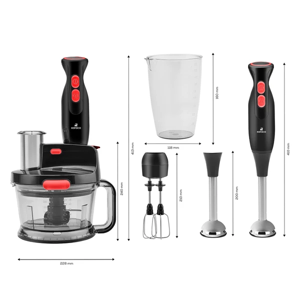 Karaca Pro-Multimax Mutfak Robotu Black Red 2000 W - Resim 9