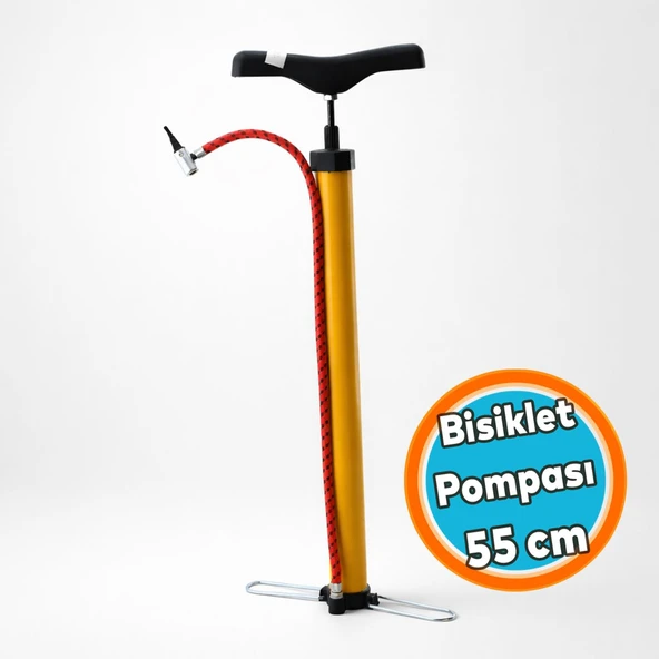 Bisiklet Pompası El Tipi Ayak Tutamaklı Standart Plastik Başlıklı ve Uçlu Metal Borulu ürün görseli 1