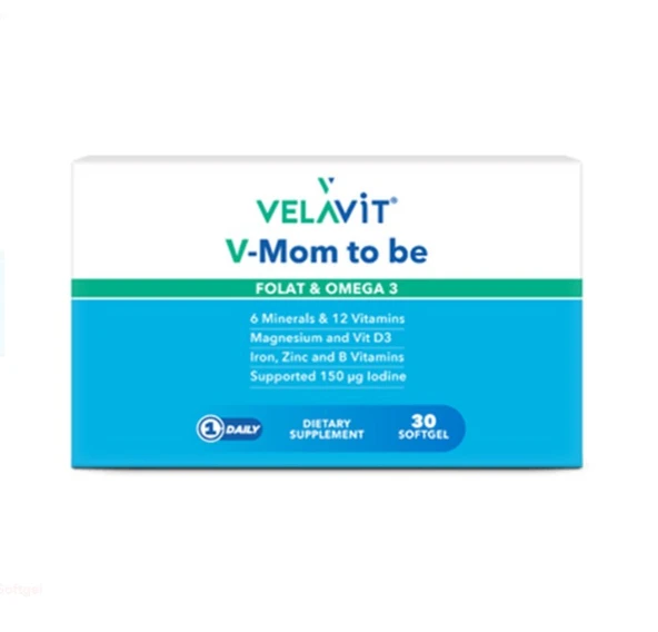 Velavit V-Mom To Be Folat ve Omega3 30 Softgel ürün görseli 1