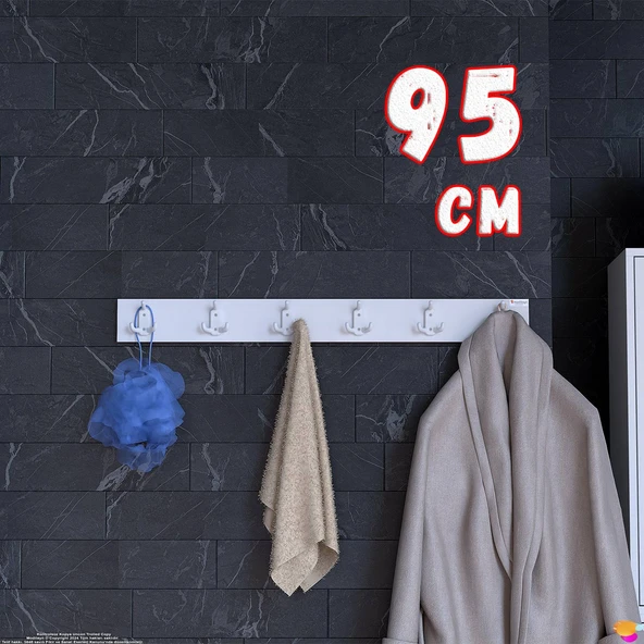 Modilayn ARI Serisi (91,4x9,6 cm) 18 Kancalı Banyo Askısı - 6'lı Set | Ekstra Düzen ve Yer Tasarrufu ürün görseli 1