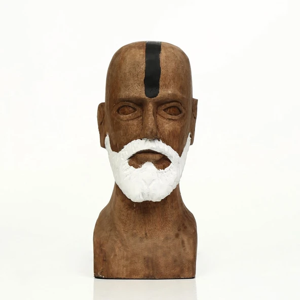 NATUREL BOYAMA SAKALLI BÜST DEKOR-14,5X17X30,5CM ürün görseli 1