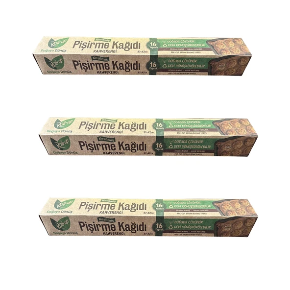 Roll-Up Ağartılmamış Doğal Kesimli Fırın Pişirme Kızartma Kağıdı - 42x37 Cm. - 16 Yaprak -3 Kutu ürün görseli 1