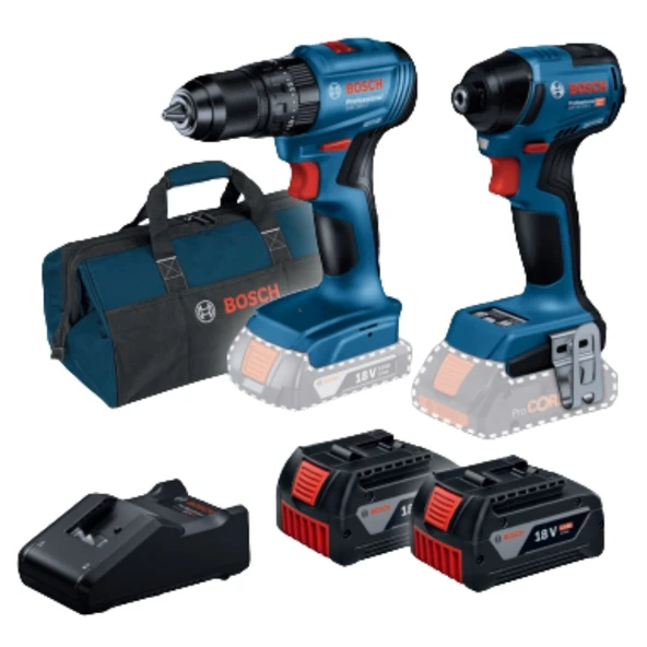 Bosch Profesyonel Darbeli Gsb 185 + Darbeli Gdr 18v-220 C + Çift Akü 2x4 Ah ürün görseli 1