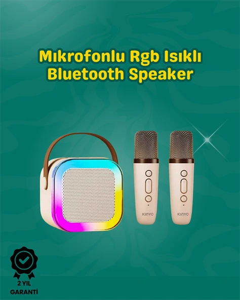 İki Mikrofonlu Renkli LED Işıklı Karaoke Cihazı ürün görseli 1