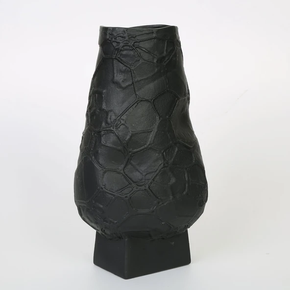 SİYAH DALGALI VAZO 24*22*31 CM ürün görseli 1