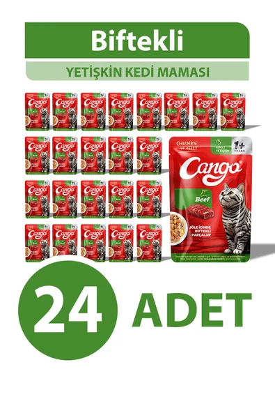 Cango Yaş Yetişkin Kedi Maması Etli Biftekli 80 GR 24 Adet ürün görseli 1