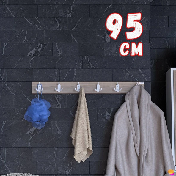 Modilayn ARI Serisi (91,4x9,6 cm) 6'lı Set 18 Kancalı Banyo Askısı | Ekstra Düzen ve Yer Tasarrufu ürün görseli 1