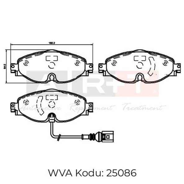 ART ÖN FREN BALATASI VW CADDY 15> GOLF 12> / AUDI A1 18> A3 13> / SEAT LEON 13> / SKODA OCTAVIA 13> RAPİD (12-) ürün görseli 1