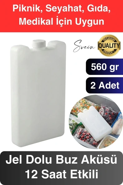 12 Saat Süreli 560 gr Jel Dolu Buz Aküsü Plastik Soğuk Zincir Gıda Yiyecek Uzun Süre Koruma 2 Adet ürün görseli 1