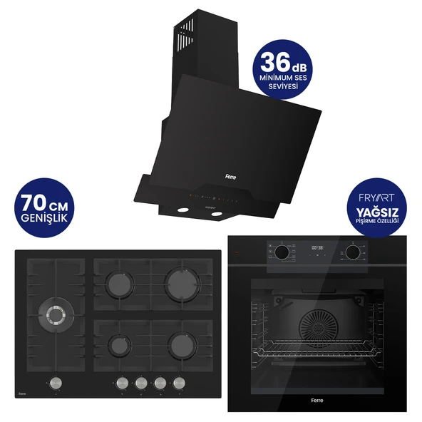 Fryart Digital 5 Gözlü Siyah Cam Ankastre Set QEP63CS+BL135+D063-SA ürün görseli 1