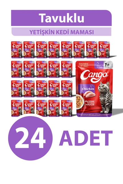 Cango Yaş Yetişkin Kedi Maması Tavuk Etli 80 GR 24 adet ürün görseli 1